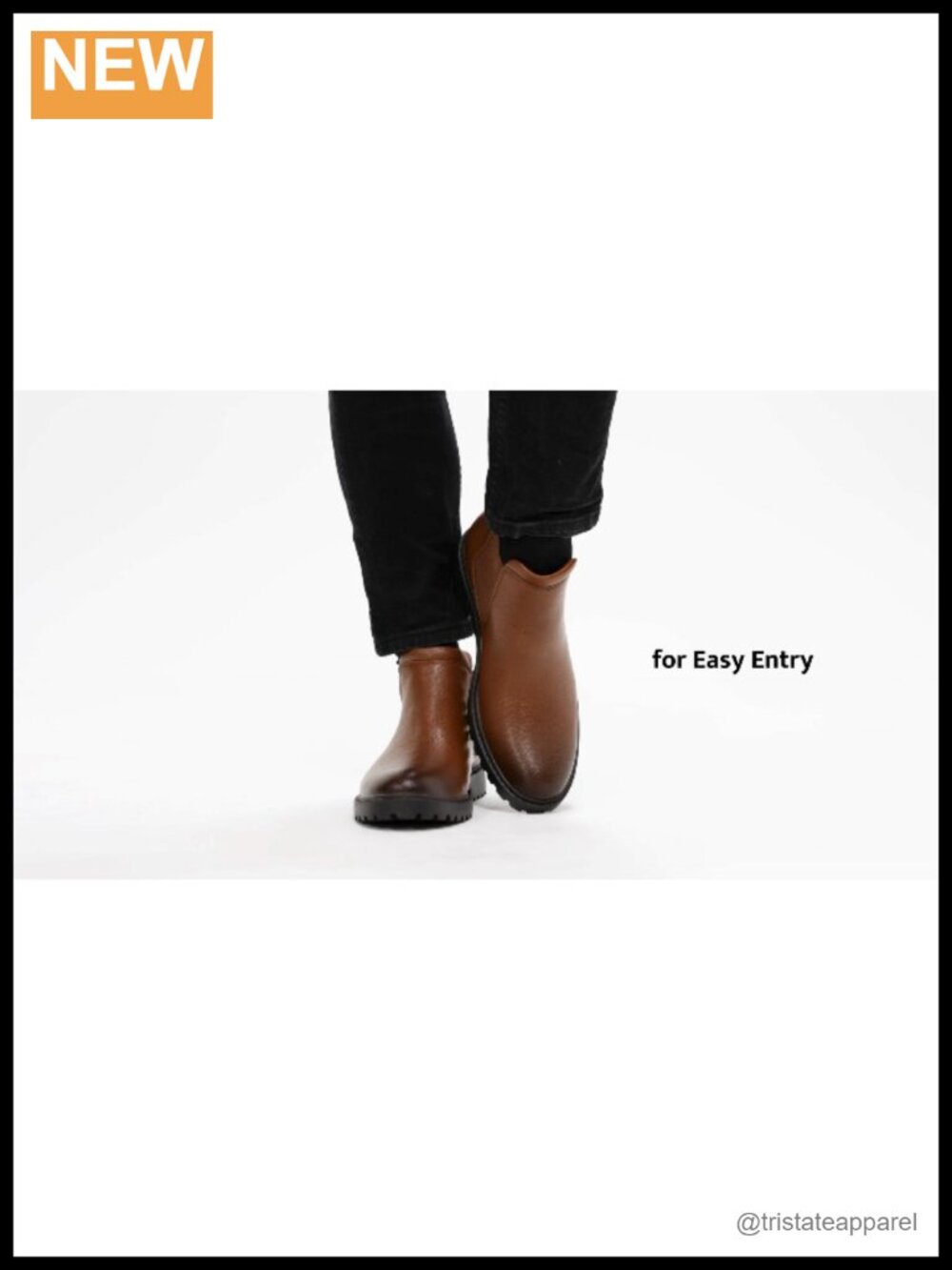 Hands-Free Step-In Ankle Boots Faux Leather Round Toe Derby Style - Picture 6 of 6